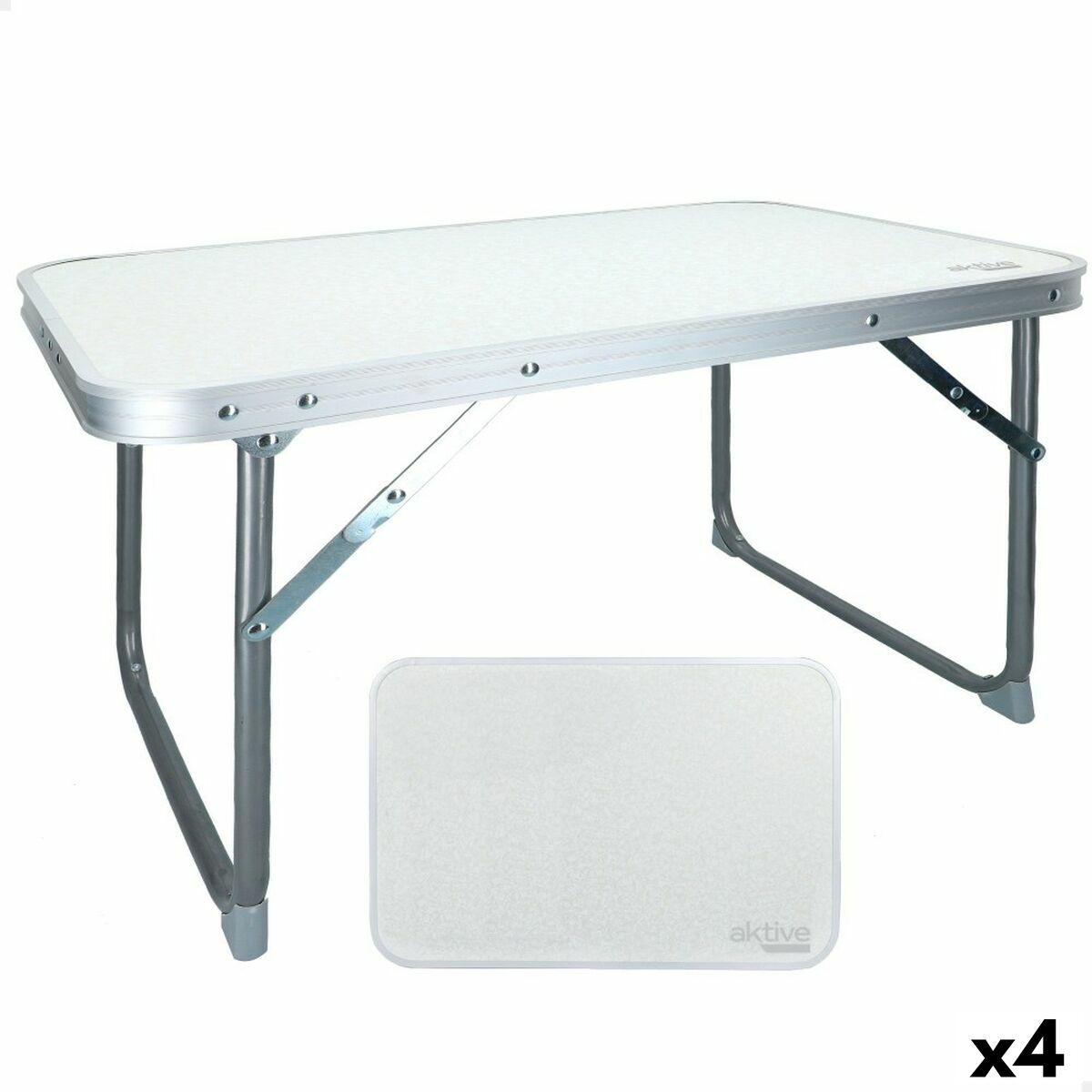 Składany stolik Aktive Biały 60 x 40 x 40 cm (4 Sztuk)