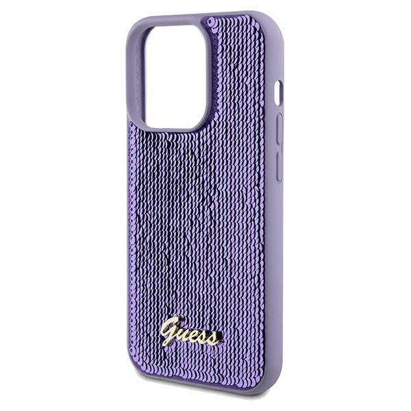 Guess GUHCP13XPSFDGSU Apple iPhone 13 Pro Max hardcase Sequin Script Metal purple