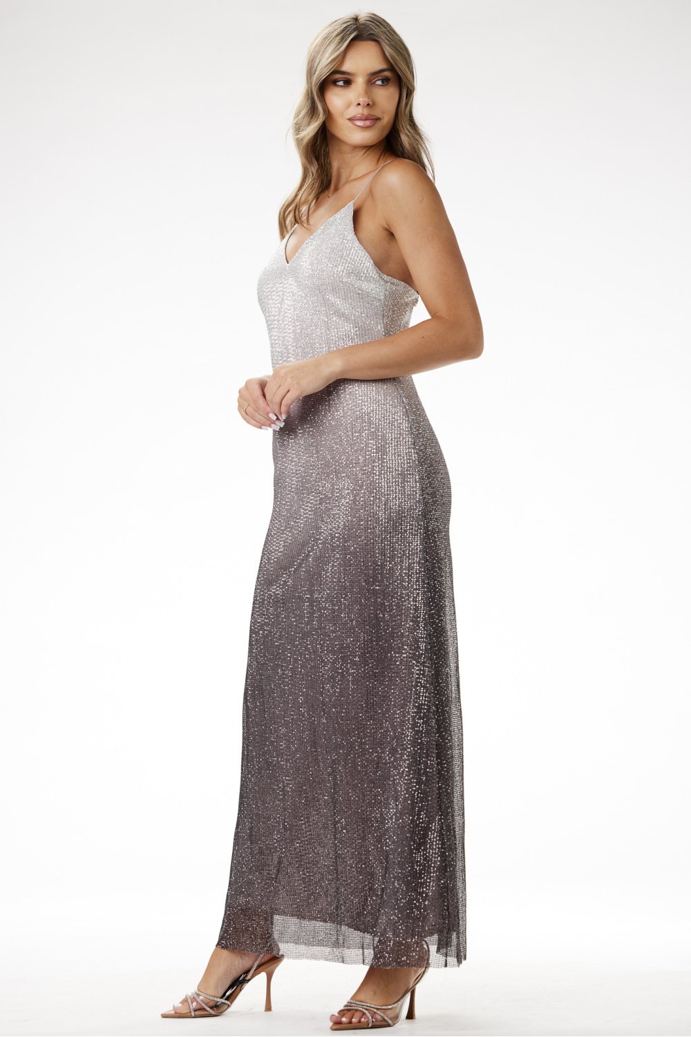  Long dress model 204245 awama  grey