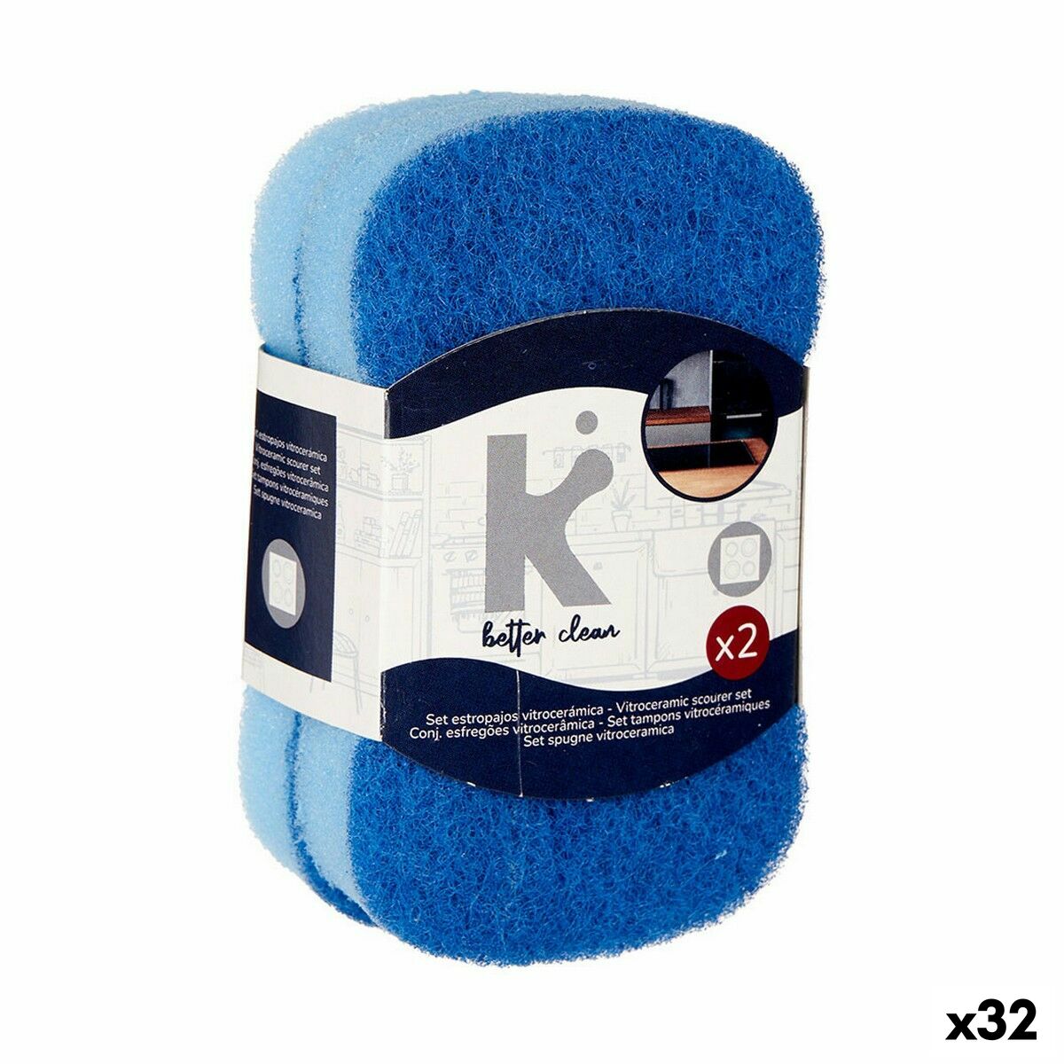 Set of scourers Blue Polyurethane (32 Units)