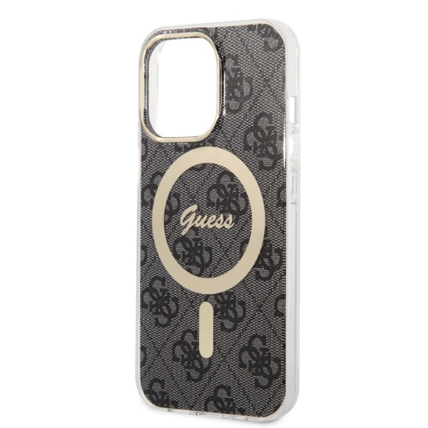 Guess GUBPP13LH4EACSK Case + Wireless Charger Apple iPhone 13 Pro black hard case 4G Print MagSafe
