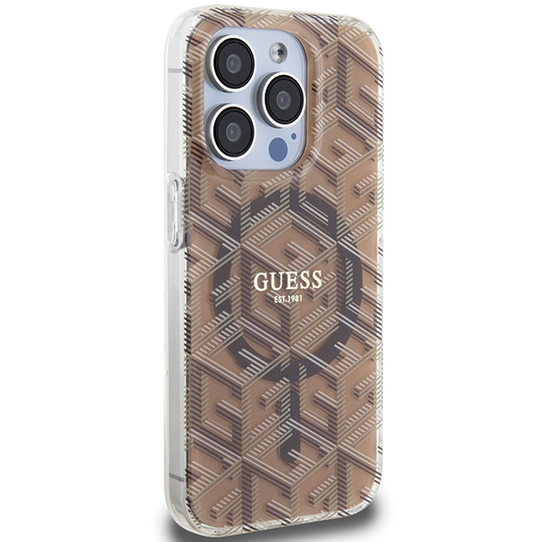Guess GUHMP15XHGCUSTGW Apple iPhone 15 Pro Max hardcase IML GCube MagSafe brown