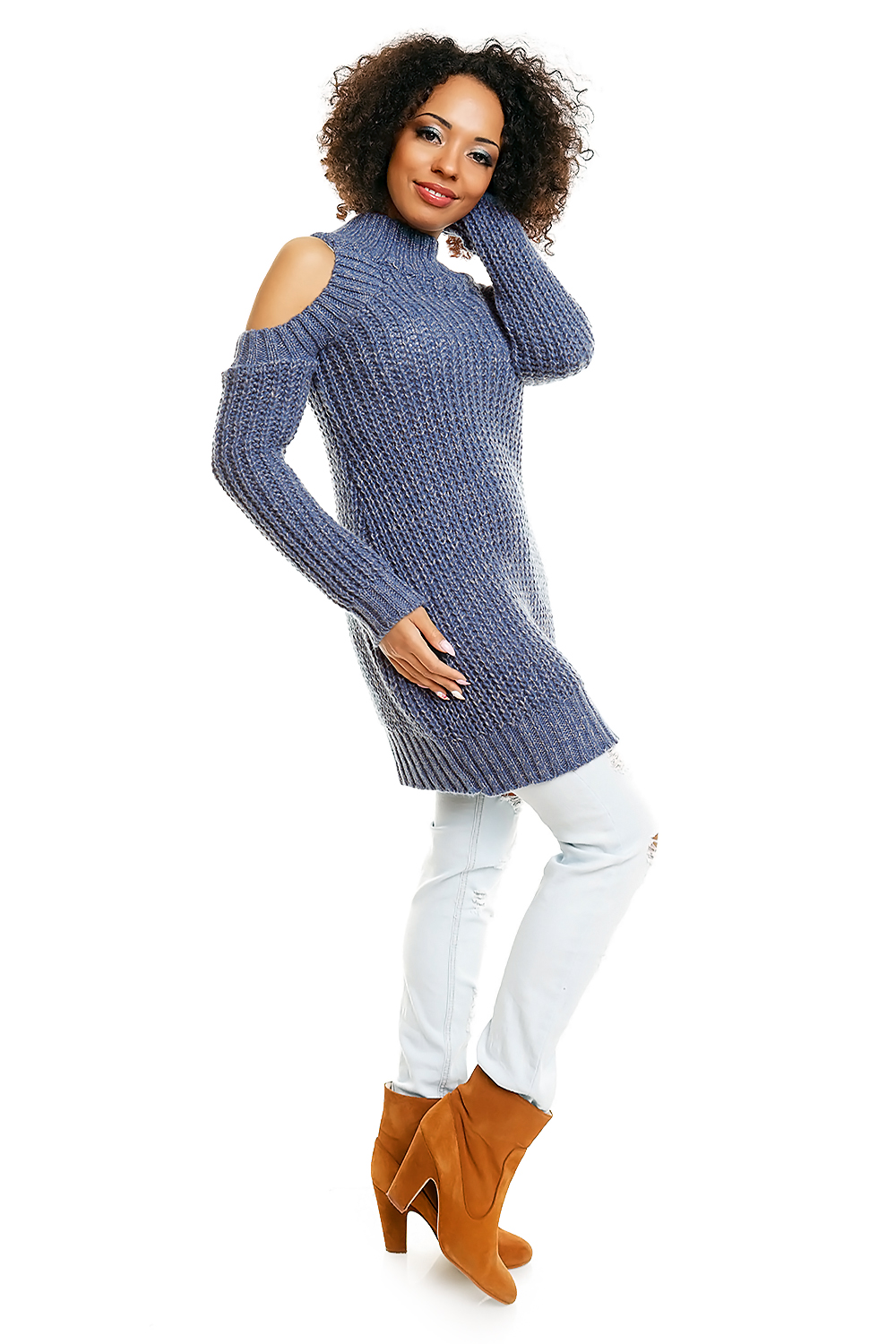  Hard-knitted jumper model 84345 PeeKaBoo  blue