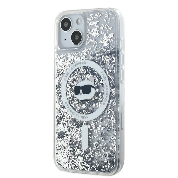 Karl Lagerfeld KLHMP14SLGCHSGH Apple iPhone 15 / 14 / 13 hardcase Liquid Glitter Choupette Head Magsafe transparent