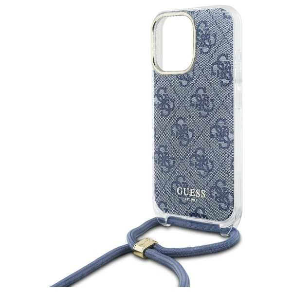 Guess GUHCP16LHC4SEB Apple iPhone 16 Pro hardcase Crossbody Cord 4G Print blue