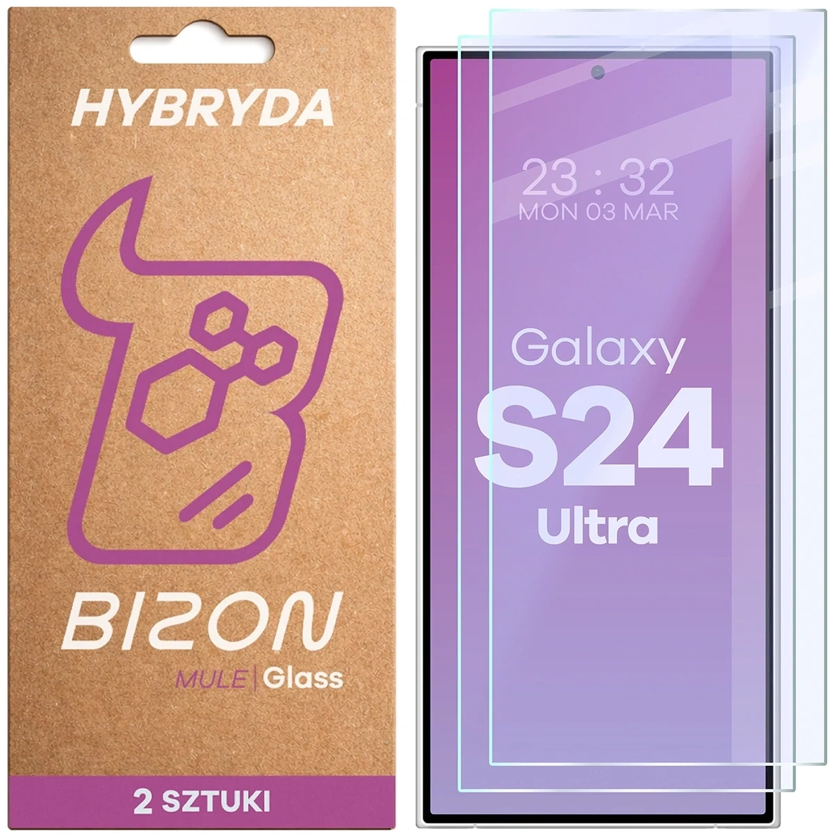 Elastyczne szkło hybrydowe Bizon Glass Mule Duo do Samsung Galaxy S24 Ultra [2 PACK]