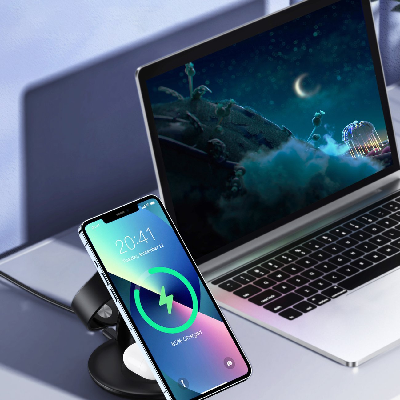 Choetech T587-F Wireless Charger 3in1 iPhone 12/13/14, AirPods Pro, Apple Watch black