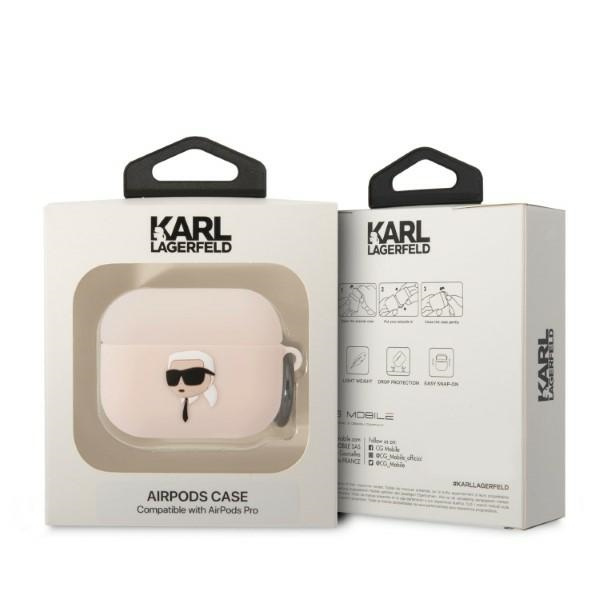 Karl Lagerfeld KLAPRUNIKP Apple AirPods Pro cover pink Silicone Karl Head 3D