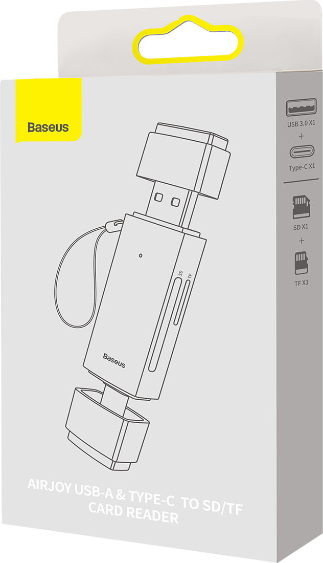 Baseus Lite Series SD/TF Card Reader USB-A & USB-C gray