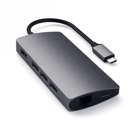 Satechi Aluminium Adapter V2 USB-C (USB-C, 3x USB-A, 4K HDMI, card reader) Space Gray