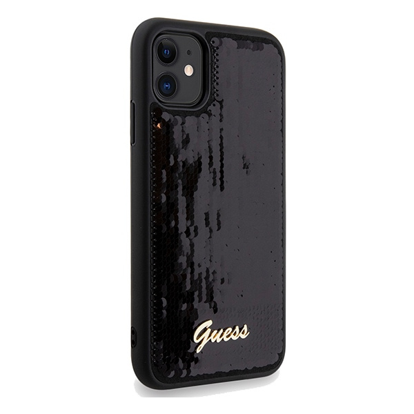Guess GUHCN61PSFDGSK Apple iPhone XR / 11 hardcase Sequin Script Metal black