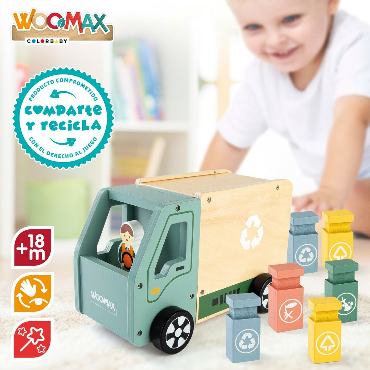 Müllwagen Woomax 8 Stücke Spielzeug 24 x 15 x 13,5 cm (4 Stück)