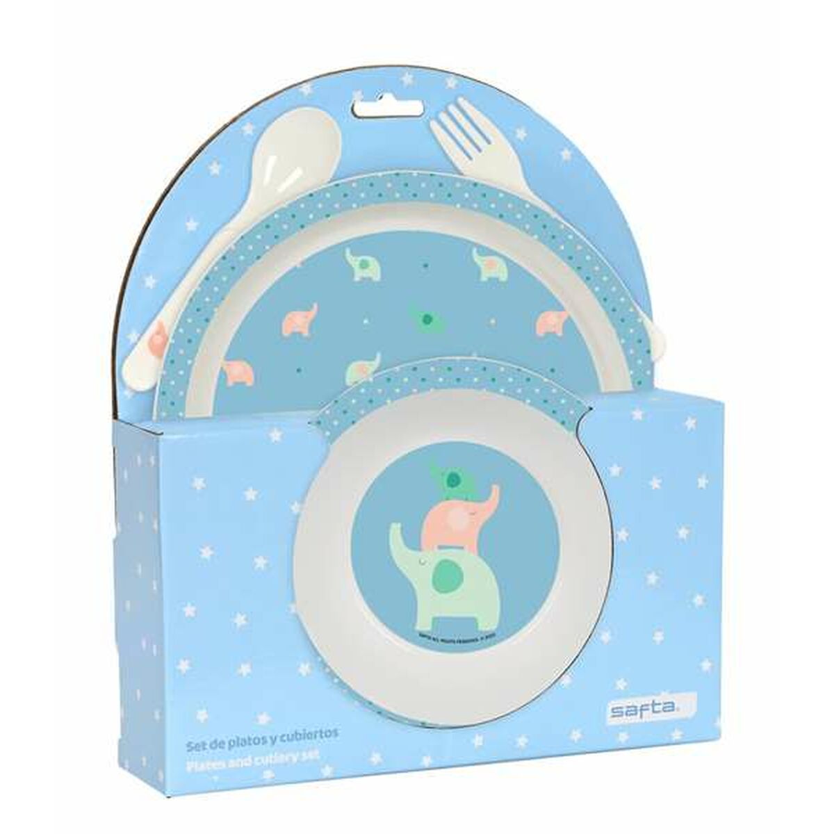 Children's dish set Safta Elefantes Polyurethane Green 4 Pieces