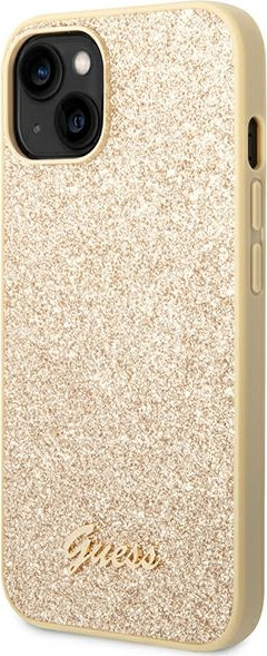 Guess GUHCP14SHGGSHD Apple iPhone 14 gold hard case Glitter Script