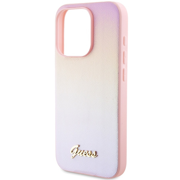 Guess GUHCP15XPSAIRSP Apple iPhone 15 Pro Max hardcase Saffiano Iridescent Script pink