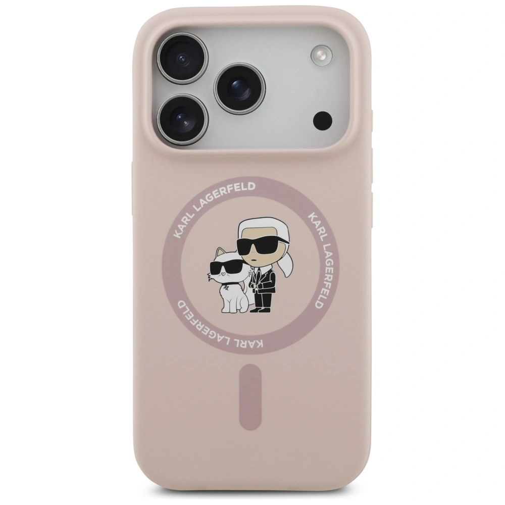 Etui Karl Lagerfeld Silicone Karl&Choupette Ring MagSafe do Apple iPhone 17 Pro różowy