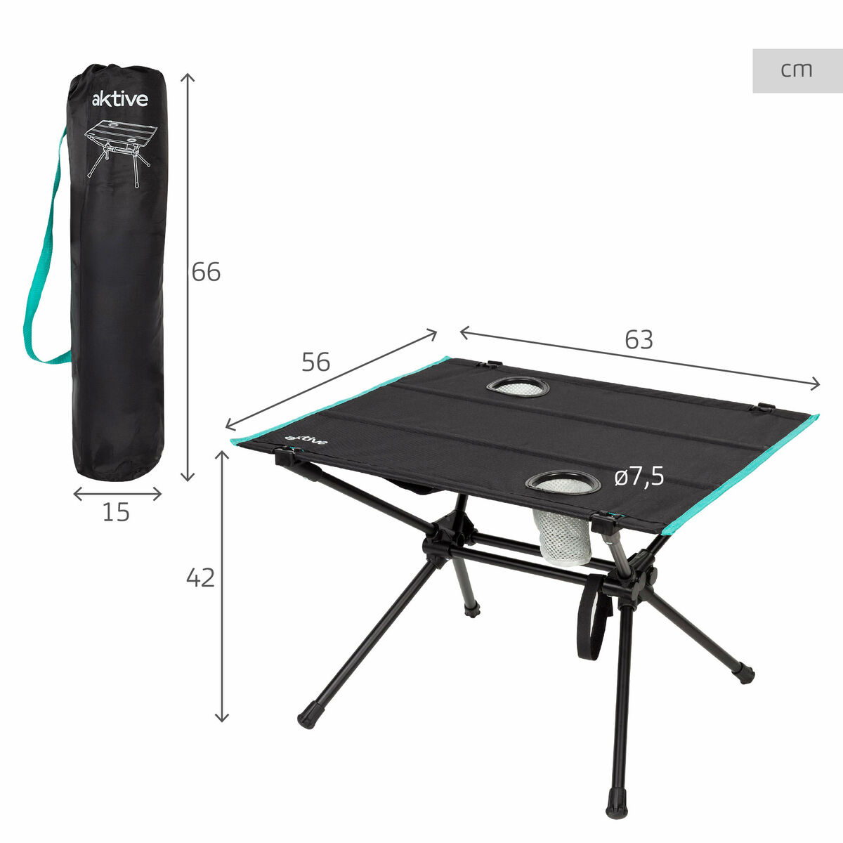 Folding Table Aktive 63 X 42 X 56 CM (2 Units)