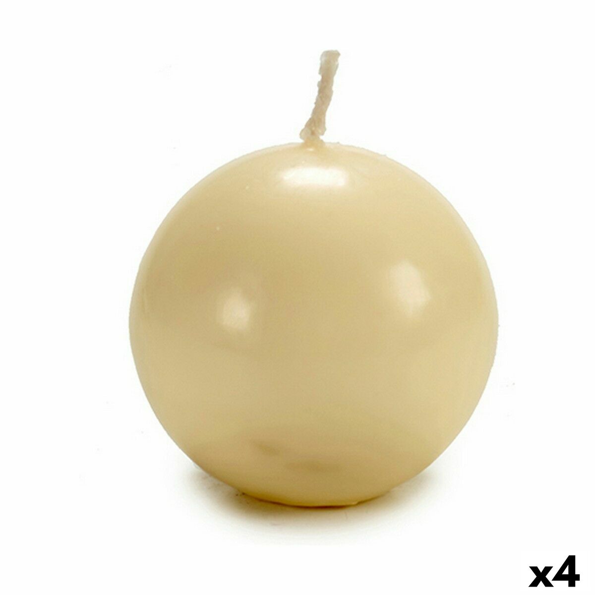 Candle Ball Cream Wax (7,5 x 7,5 x 7,5 cm) (4 Units)