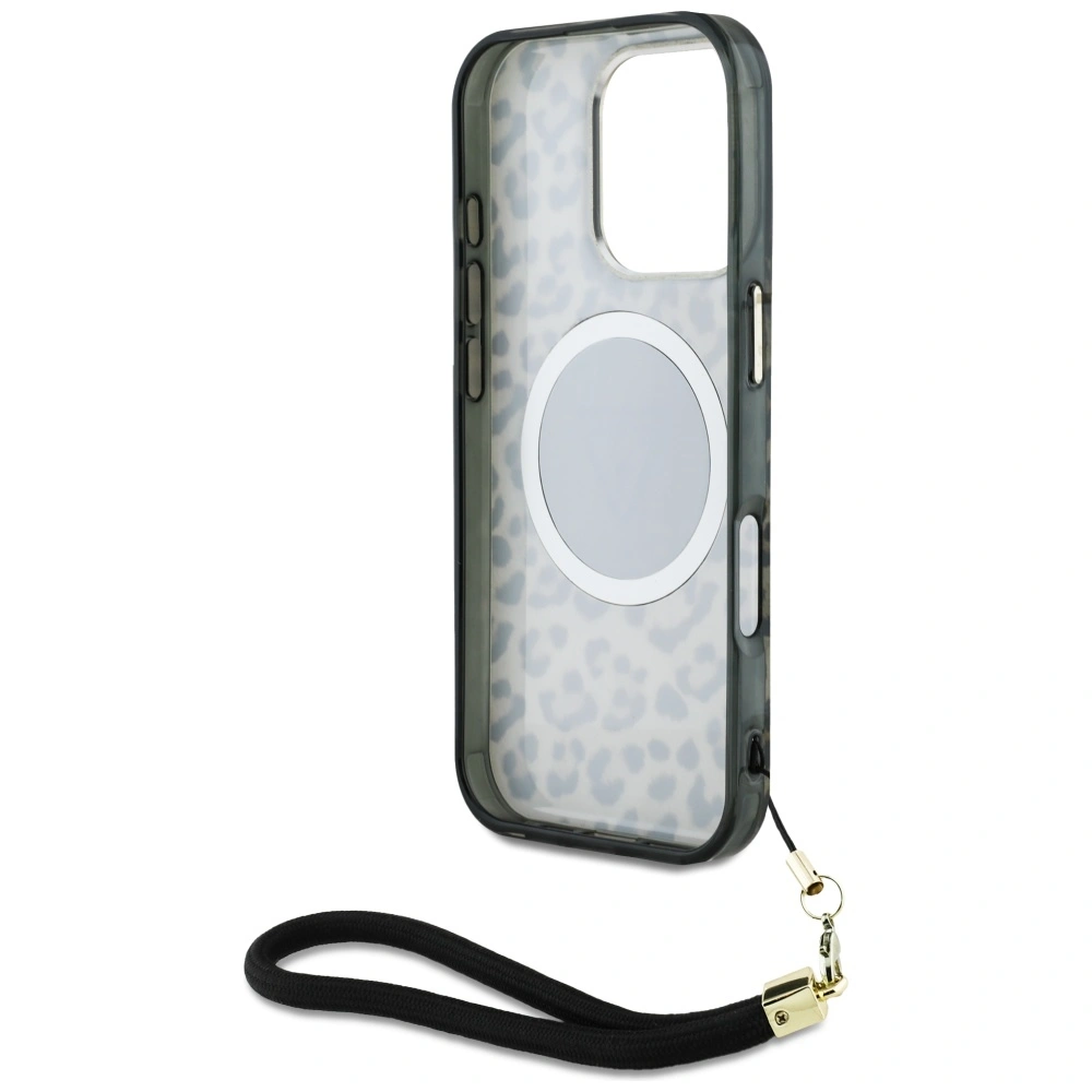 Guess HC IML Leopard Triangle Cord Strap Apple iPhone 16 Pro MagSafe brown