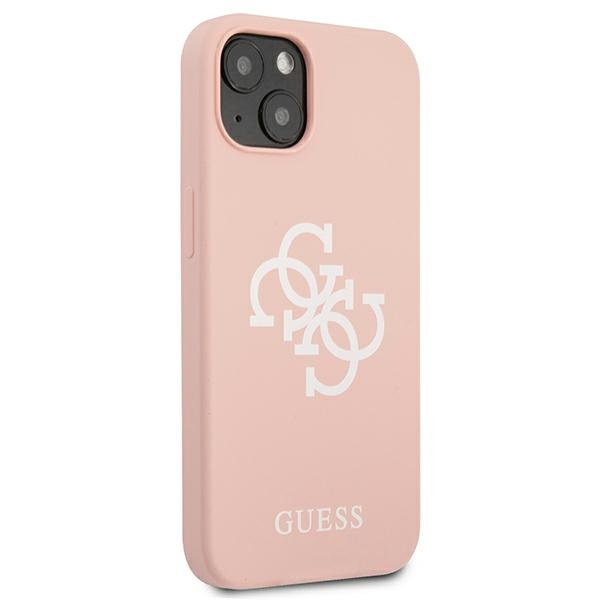 Guess GUHCP13SLS4GWPI Apple iPhone 13 mini pink hard case Silicone 4G Logo