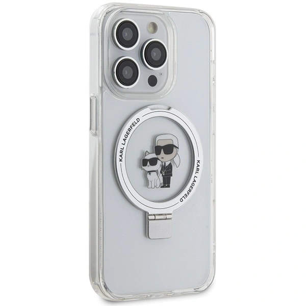 Karl Lagerfeld KLHMP15LHMRSKCH Apple iPhone 15 Pro hardcase Ring Stand Karl&Choupettte MagSafe white
