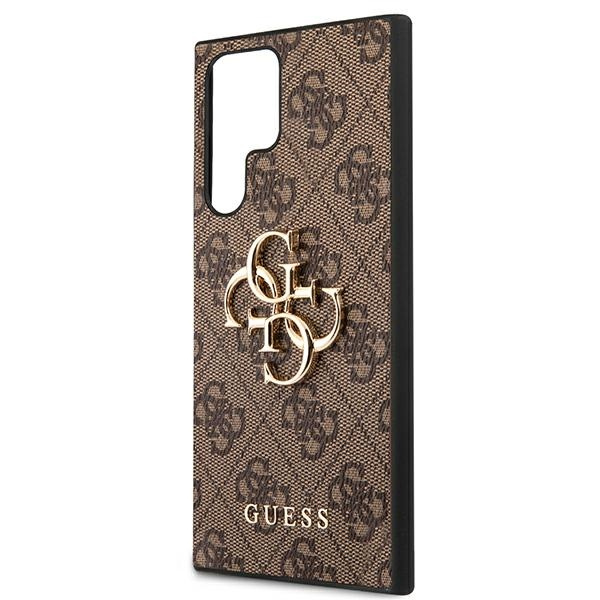 Guess GUHCS22L4GMGBR Samsung Galaxy S22 Ultra brown hardcase 4G Big Metal Logo