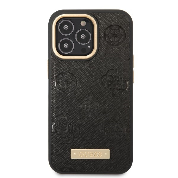 Guess GUHMP13LSAPSTK Apple iPhone 13 Pro black hardcase Peony Logo Plate MagSafe