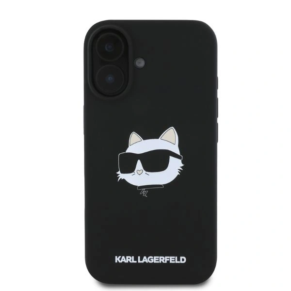 Case Karl Lagerfeld KLHMP16SSCHPPLK Apple iPhone 16 hardcase Silicone Choupette Head Print MagSafe black