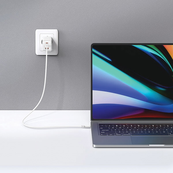 USAMS CC180TC04 wall charger 2xUSB-C+1xUSB-A 65W GaN PD+QC Fast Charging Sandru Series gradient blue (US-CC180) 