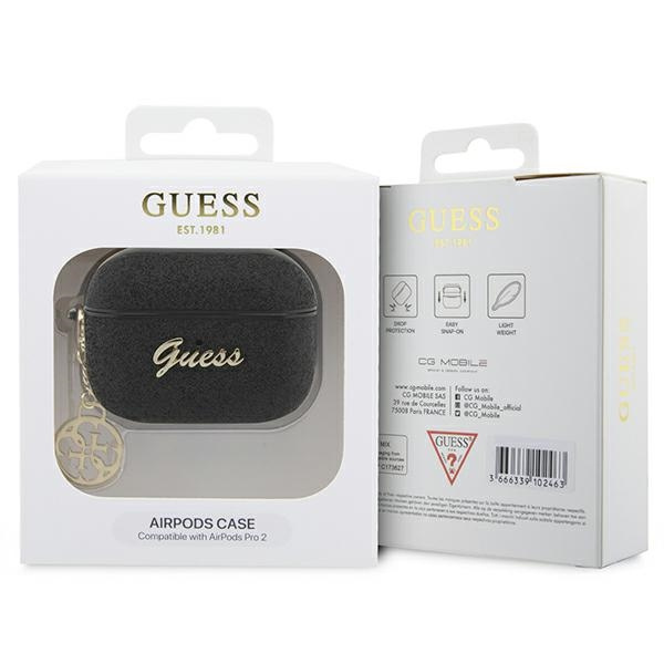 Guess GUAP2GLGSHK Apple AirPods Pro 2 black Glitter Flake 4G Charm