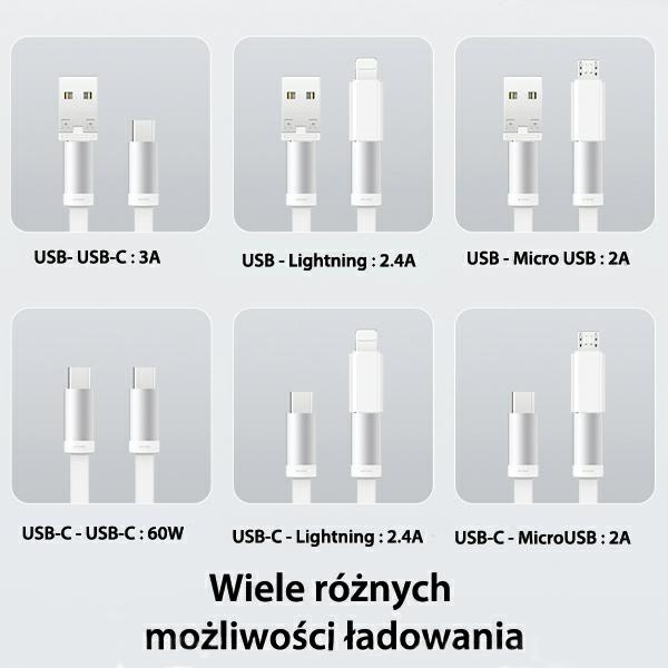 USAMS US-SJ650 3in1 cable MicroUSB / USB-C / Lightning 60W tarnish