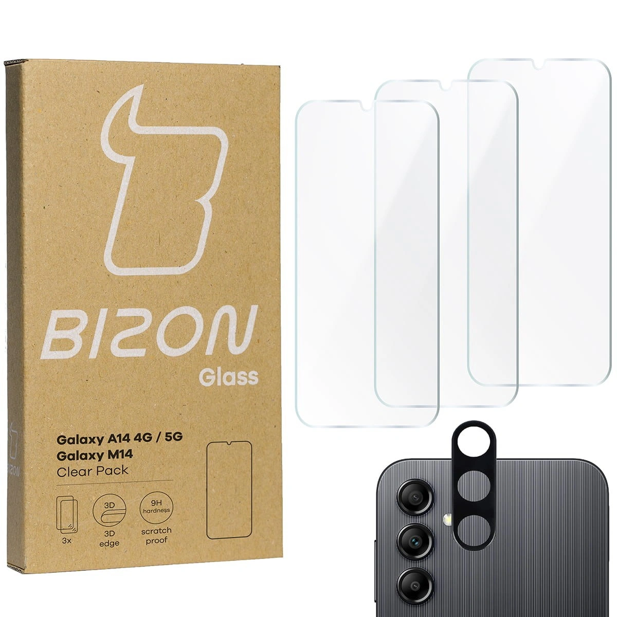 BIZON Clear 2 3x screen glass + camera glass Samsung Galaxy A14 4G/5G M14