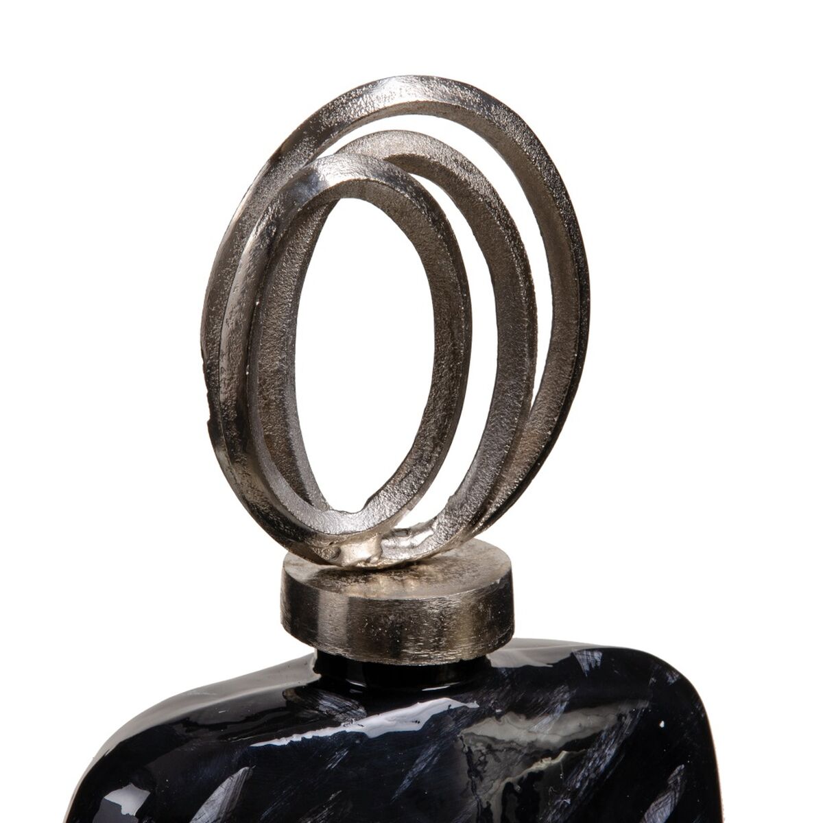 Vase 23 x 13 x 41 cm Kristall Schwarz Metall Silber
