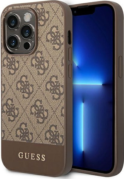 Guess GUHCP14XG4GLBR Apple iPhone 14 Pro Max brown hard case 4G Stripe Collection