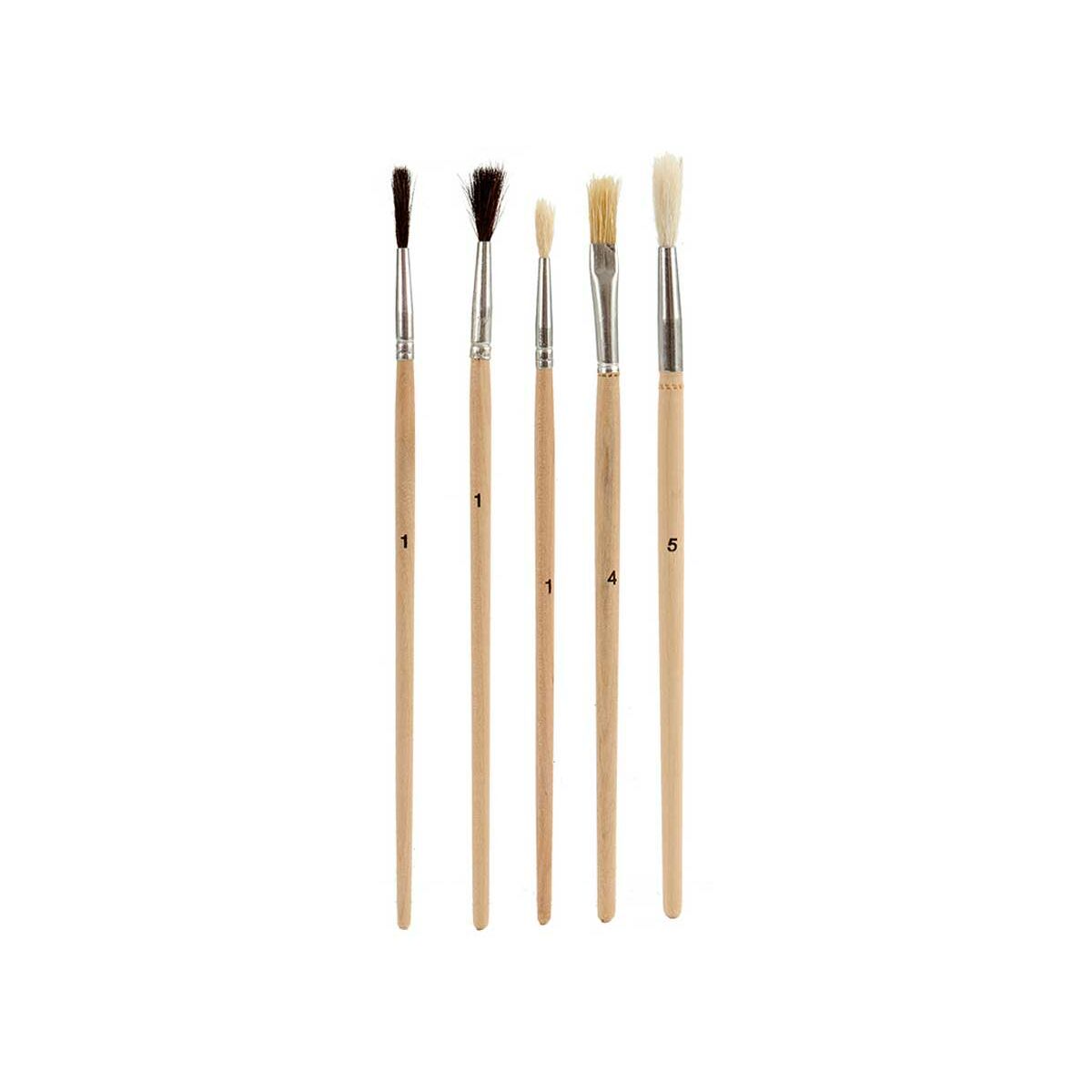 Paintbrushes Nº 1 - Nº 3 - Nº 5 - Nº 7 - Nº 9 Brown Grey Wood Metal (72 Units)