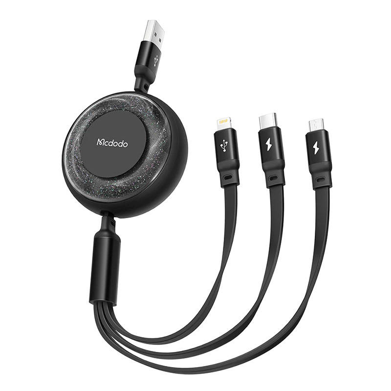 Mcdodo CA-3570 USB-A/USB-C - Lightning - microUSB 3in1 Cable 1.2m (black)