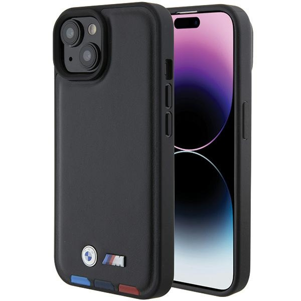 BMW BMHCP15S22PTDK Apple iPhone 15 Leather Stamp Tricolor black