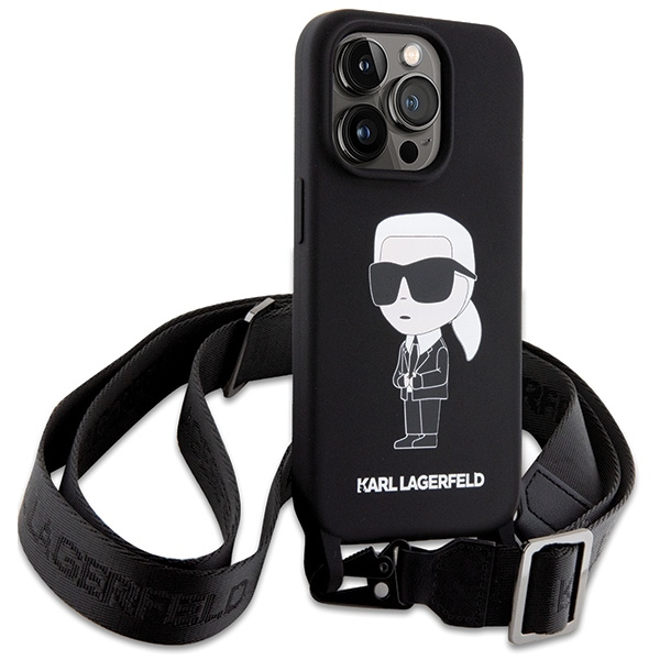 Karl Lagerfeld KLHCP15XSCBSKNK Apple iPhone 15 Pro Max hardcase Crossbody Silicone Ikonik black