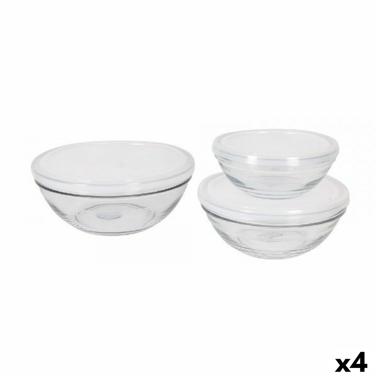 Set of bowls Duralex Lys With lid 3 Pieces (4 Units)  