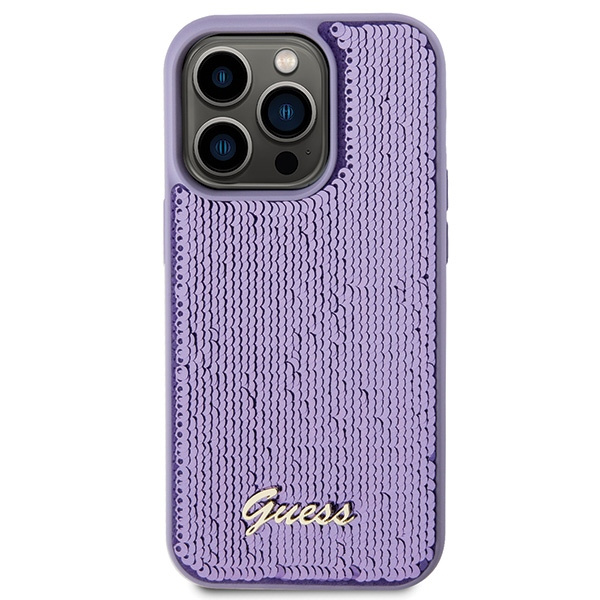 Guess GUHCP15XPSFDGSU Apple iPhone 15 Pro Max hardcase Sequin Script Metal purple