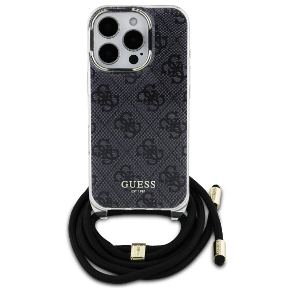 Guess GUHCP16LHC4SEK Apple iPhone 16 Pro hardcase Crossbody Cord 4G Print black