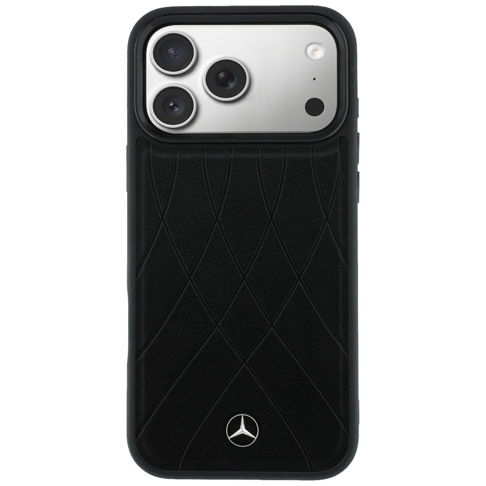 Etui Mercedes Leather with Crossed Lines MagSafe do Apple iPhone 17 Pro czarny
