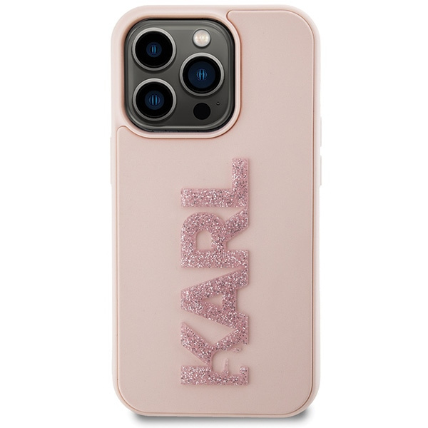 Karl Lagerfeld KLHCP15X3DMBKCP Apple iPhone 15 Pro Max hardcase 3D Rubber Glitter Logo pink