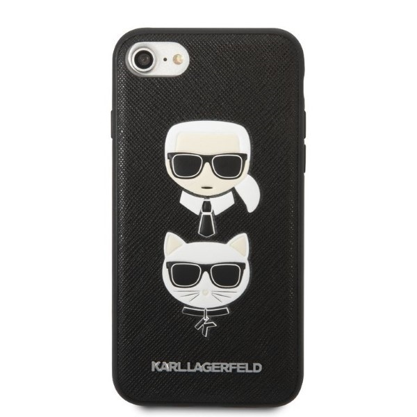 Karl Lagerfeld KLHCI8SAKICKCBK Apple iPhone SE 2022/SE 2020/8/7 black hardcase Saffiano Ikonik Karl&Choupette Head