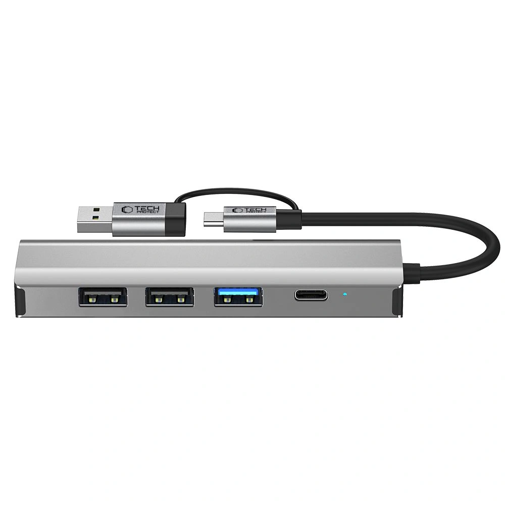 Tech-Protect HB03 HUB Adapter 5in1 USB-C + USB-A 2.0 + USB-A 3.0 + Ethernet RJ45 Space Grey