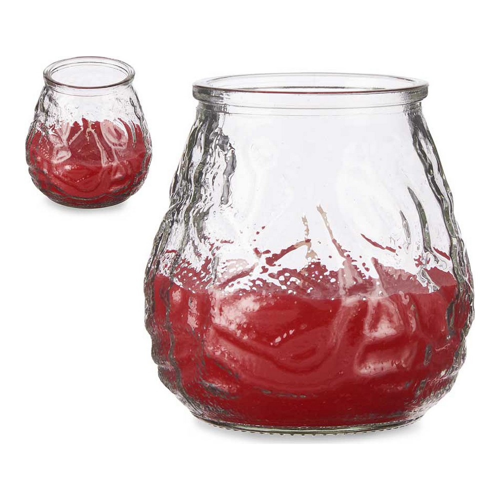 Candle Geranium Red Transparent Glass Paraffin 9 x 9,5 x 9 cm