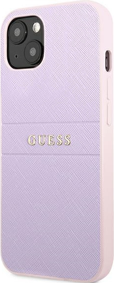 Guess GUHCP13SPSASBPU Apple iPhone 13 mini purple Saffiano Hot Stamp & Metal Logo