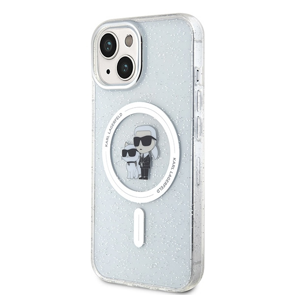 Karl Lagerfeld KLHMP15SHGKCNOT Apple iPhone 15 hardcase Karl&Choupette Glitter MagSafe transparent