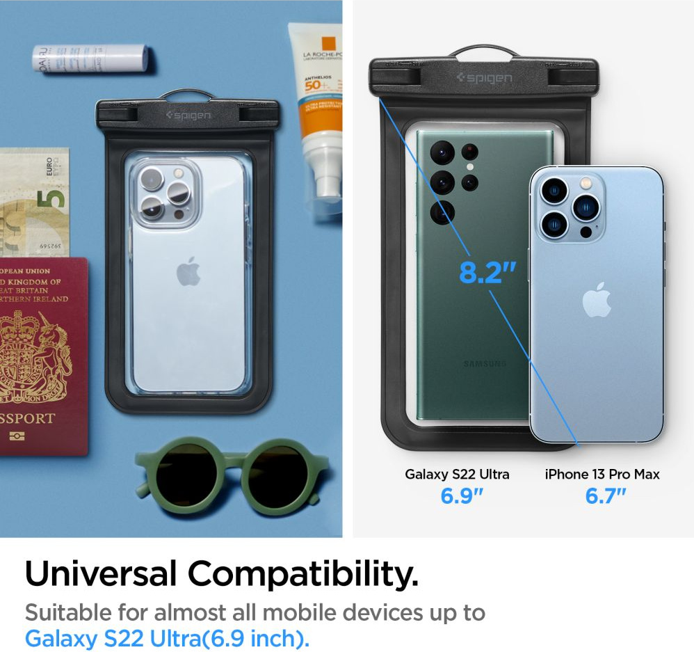 Spigen A601 Universal Waterproof Case Black [2 PACK]