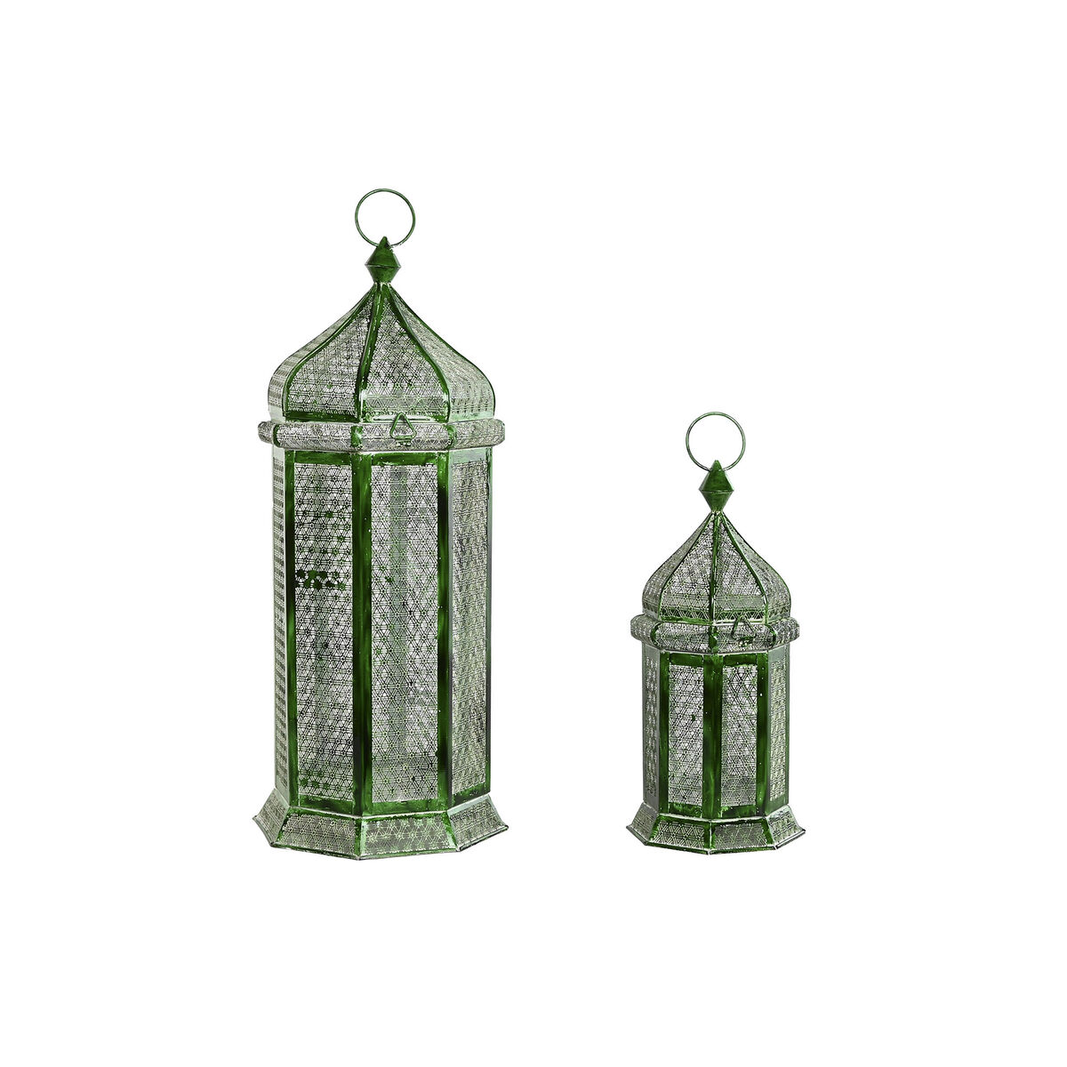 Lanterns Home ESPRIT Green Metal Oriental 23 x 23 x 57 cm (2 Pieces)